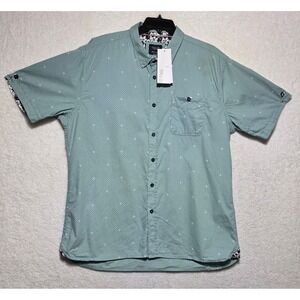 Level Ten Men's Peached Poplin Short Sleeve Shirt Sea Foam Green Slim Fit XL NEW